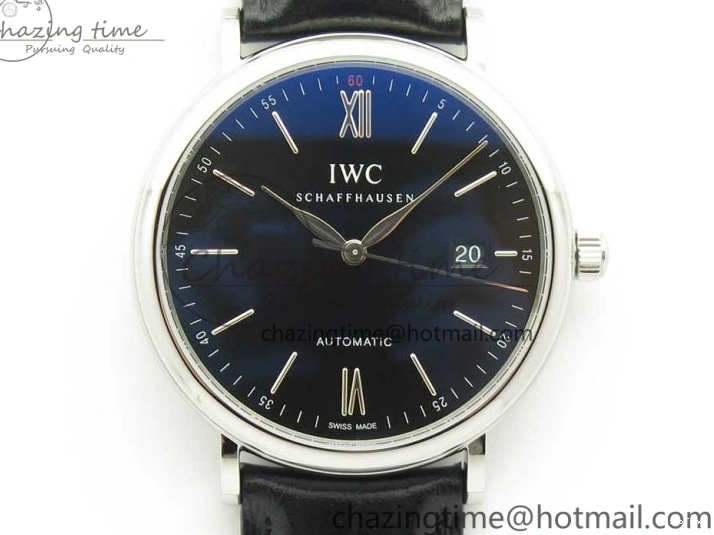 MIROTIME 0322 Affordable Portofino Automatic SS FKF 1:1 Best Edition Black Dial on Black Leather Strap A 7136